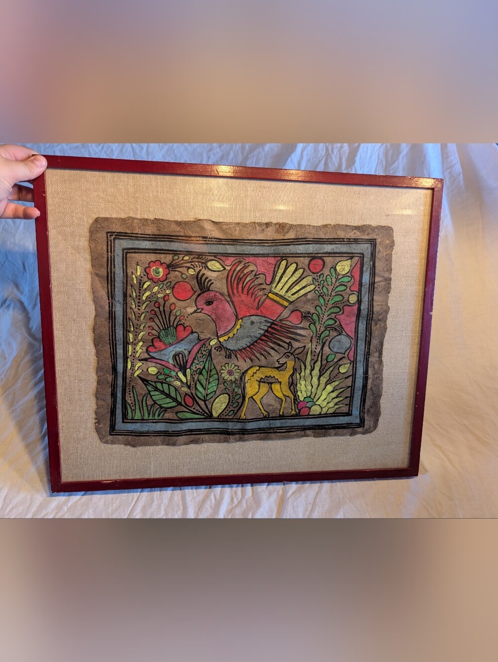 2/100$ Vintage Pink and Yellow Bird & Deer Wall Art